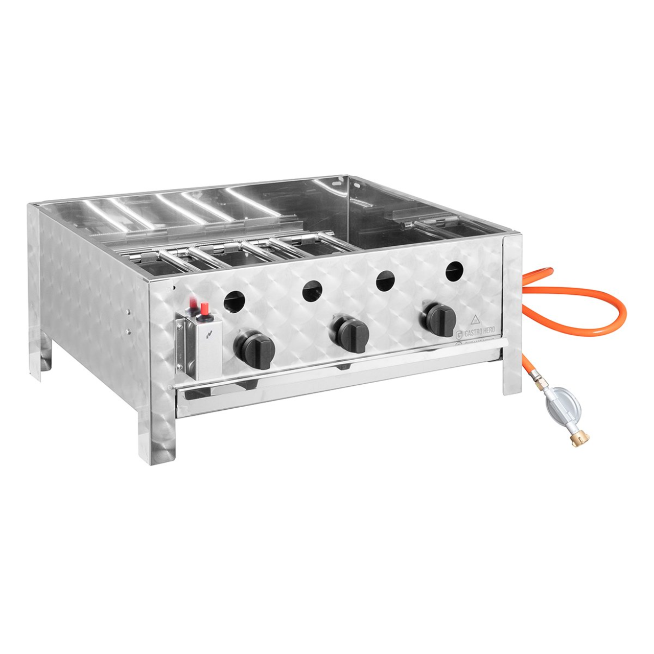 Tafelgrill op gas met 3 branders, 10 kW, 650 x 570 x 270 mm