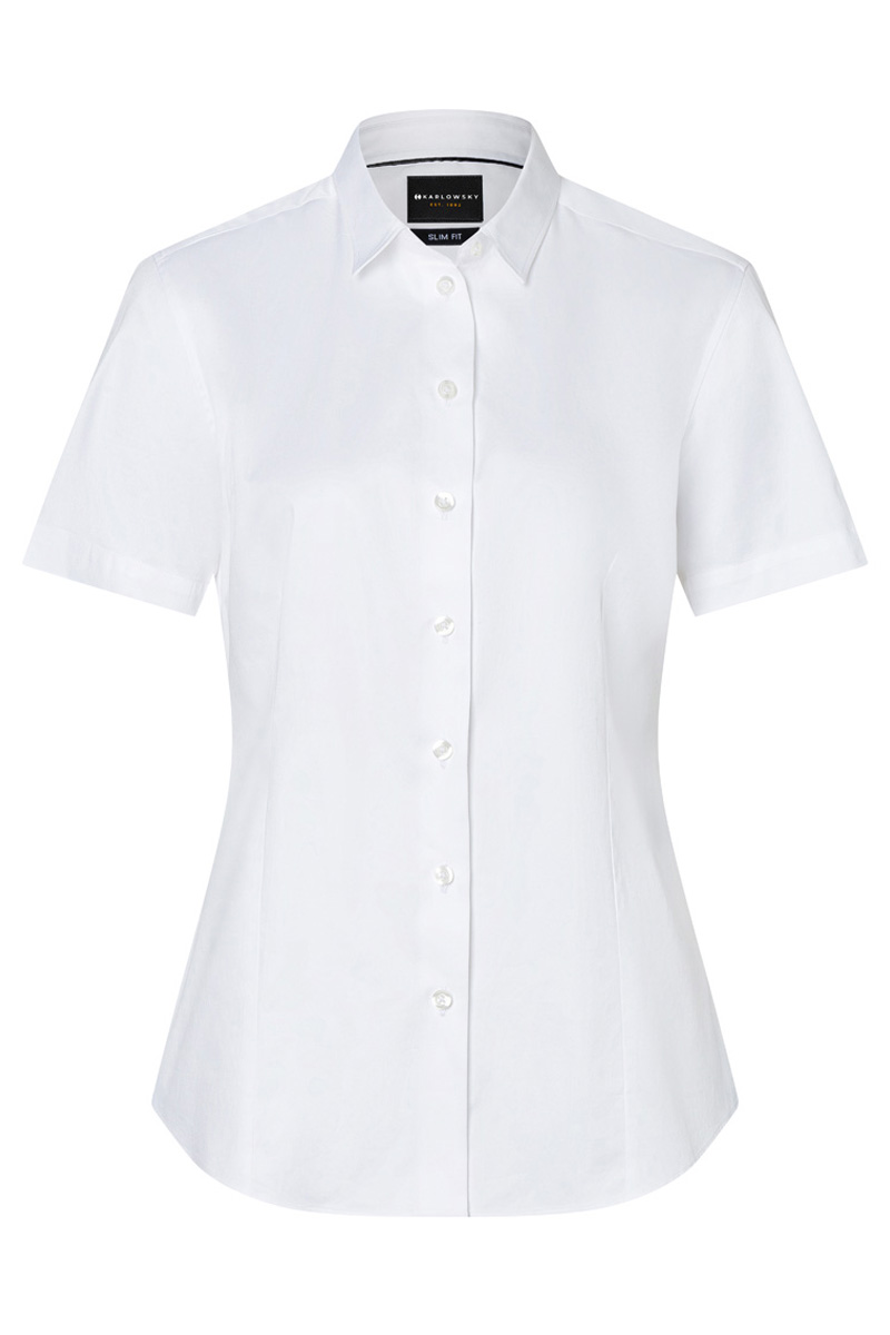 Kurzarm Damenbluse Active-Stretch in Slim-Fit - Weiß - XS