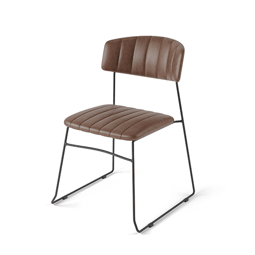 Mundo chaise empilable, Cognac, revêtement en cuir synthétique, ignifuge, 54x55x79cm (BxTxH), 53001