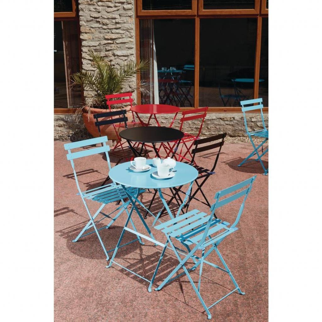 Chaises de Terrasse en Acier Bleu Turquoise | Lot de 2