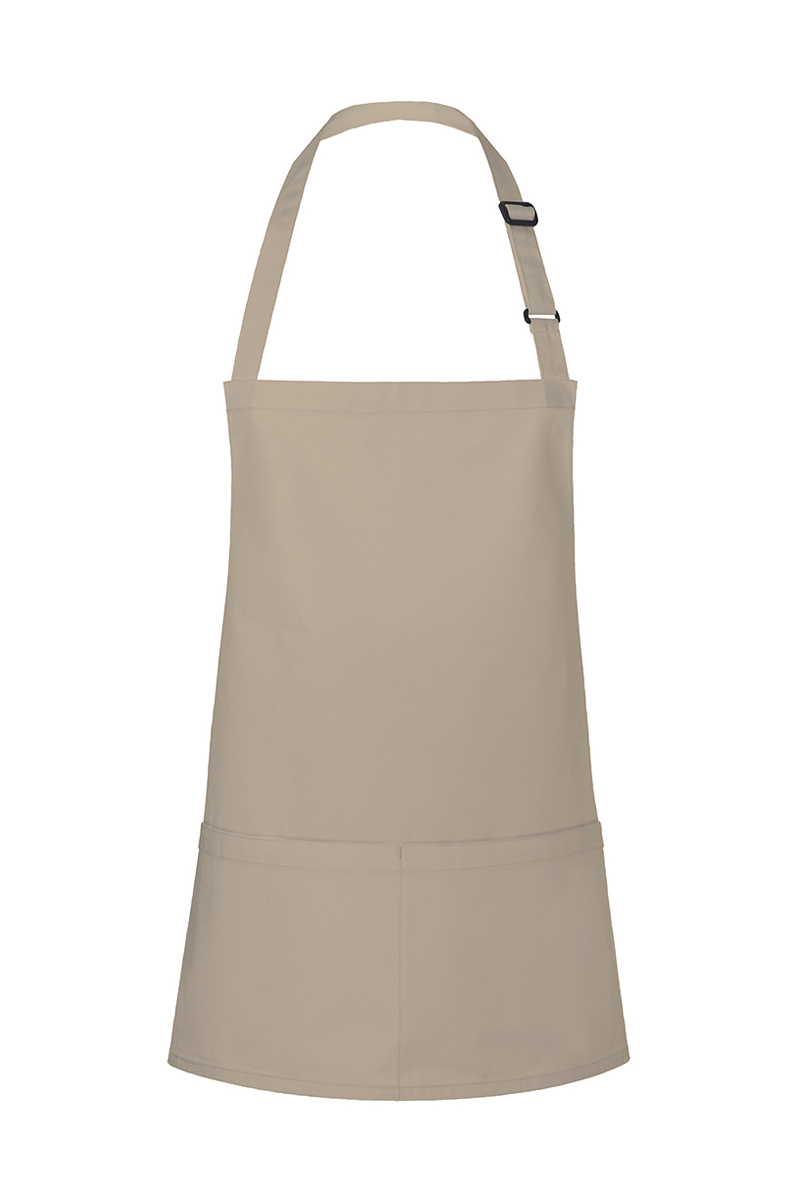 Kurze Latzschürze Basic mit Schnalle und Tasche - Sand