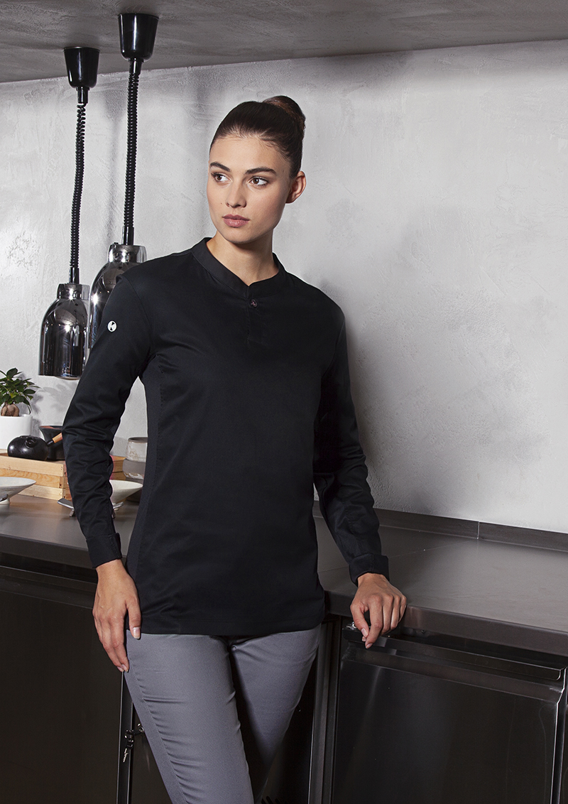 Dameswerkshirt Met Lange Mouwen - Zwart - Xs