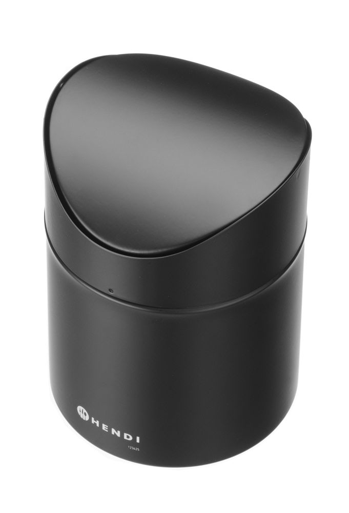 Tischabfalleimer mit Schwingdeckel - 1,2L - Schwarz - Ø120x(H)165mm