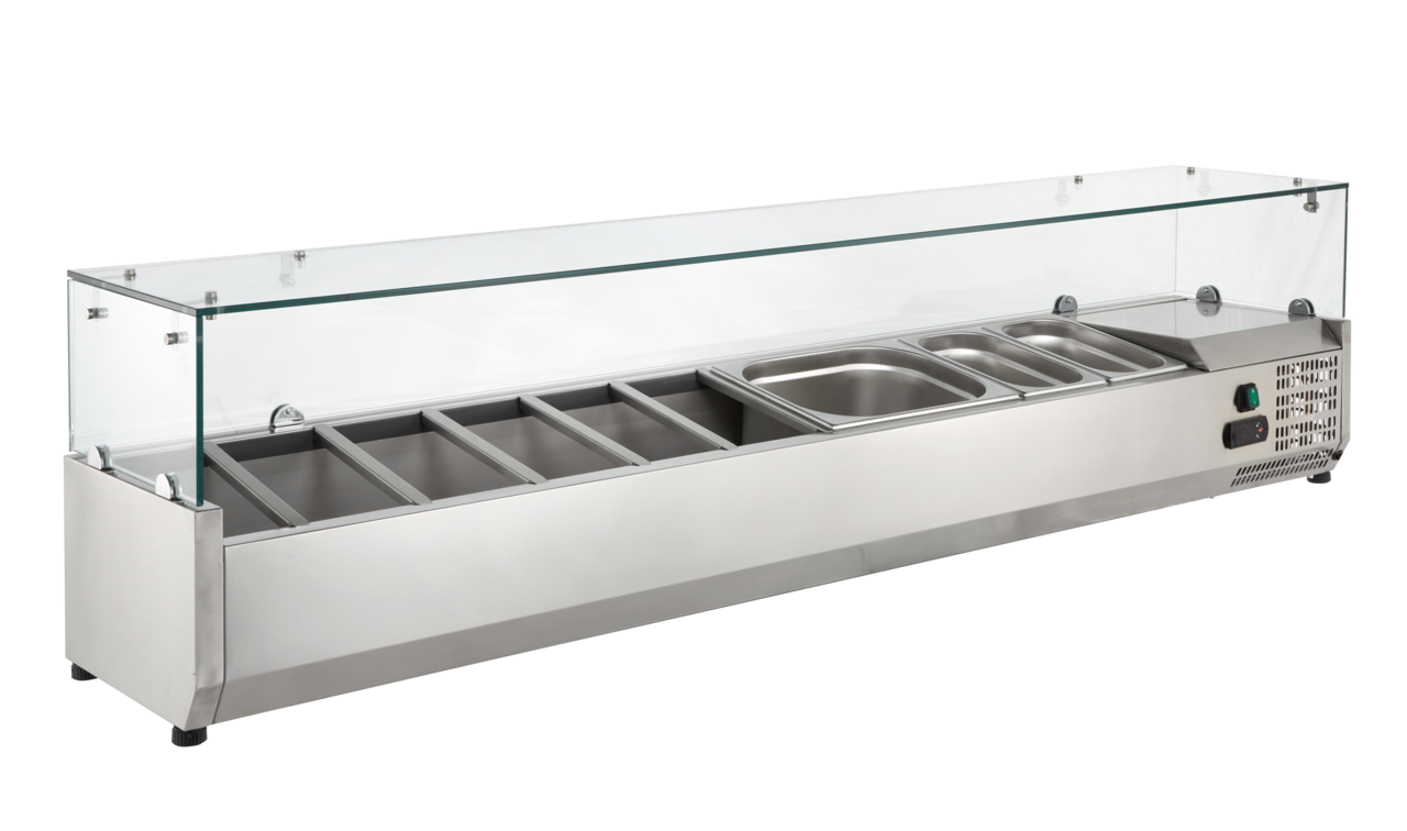 Koelopzet ECO 9 x GN 1/4 met glazen deksel 1800 mm