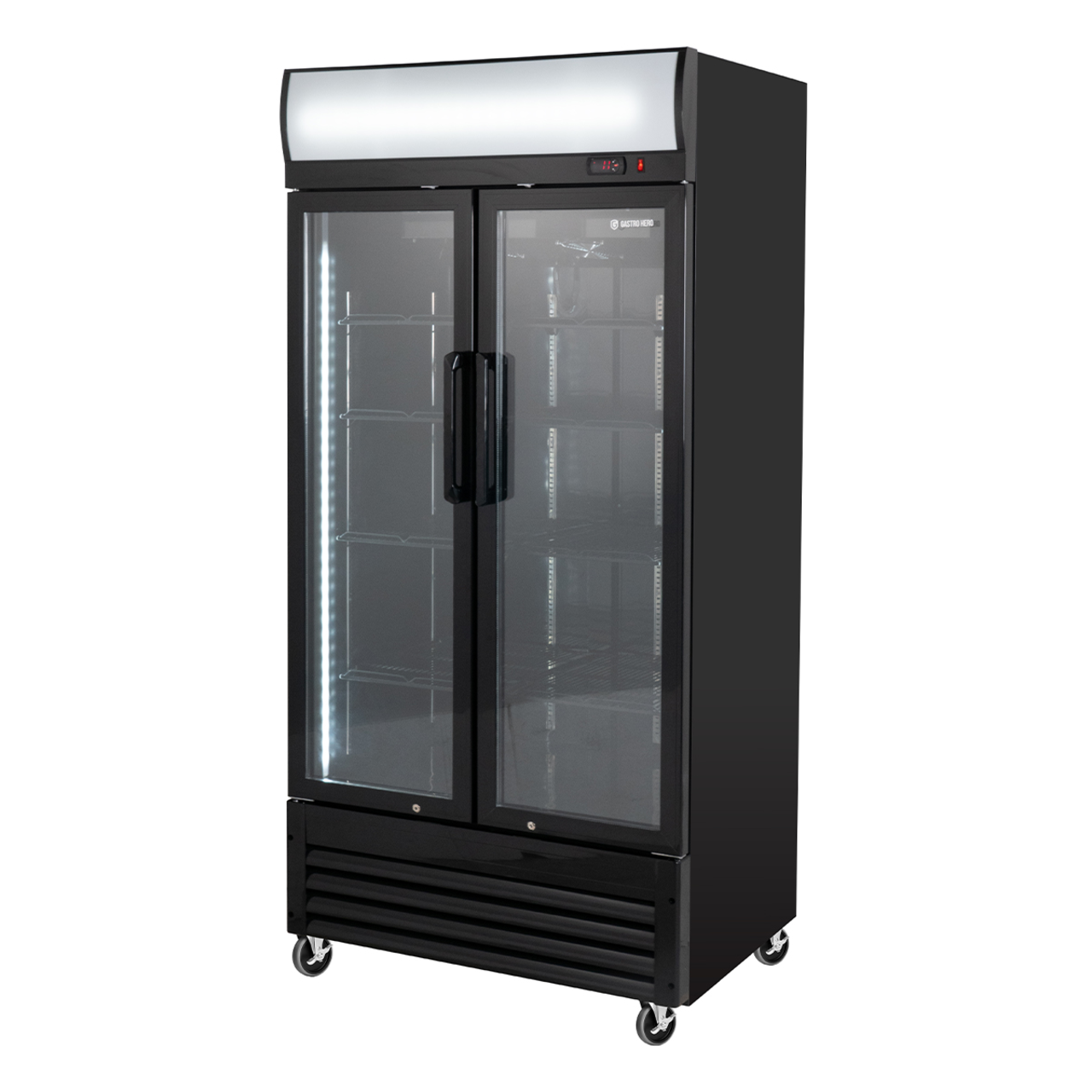 Getränkekühlschrank ECO 630 mit Leuchtaufsatz und Klapptüren