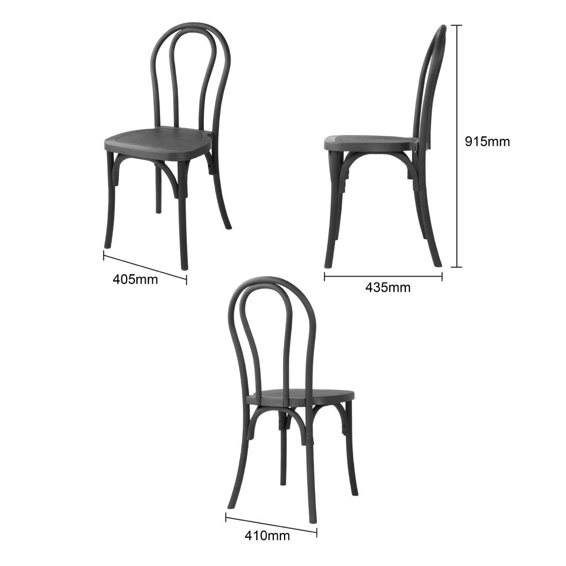 Chaises en résine style bois courbé Bolero Soho noires (lot de 4)
