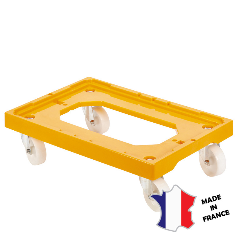 Socle rouleur 4 roues pivotantes - chape acier - gris - 613(l)x414x172mm