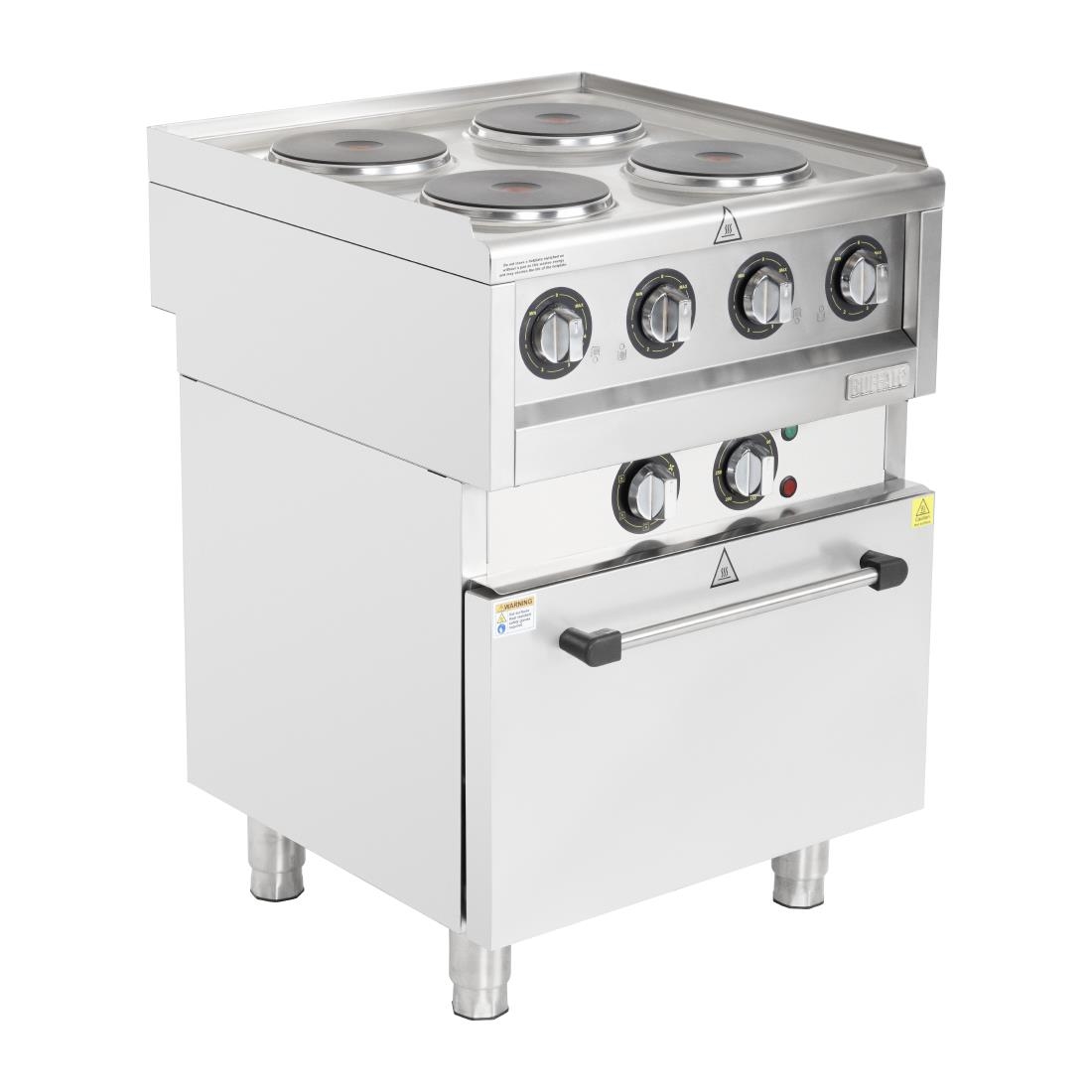 Fourneau électrique 4 feux sur four à convection Buffalo Série 600