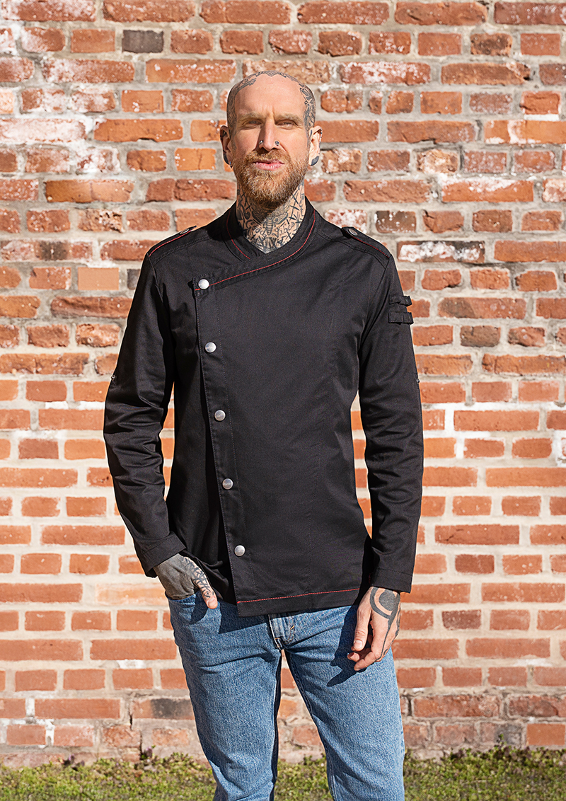 Veste de cuisine à manches longues pour hommes ROCK CHEF-Stage2 - Noir - 46
