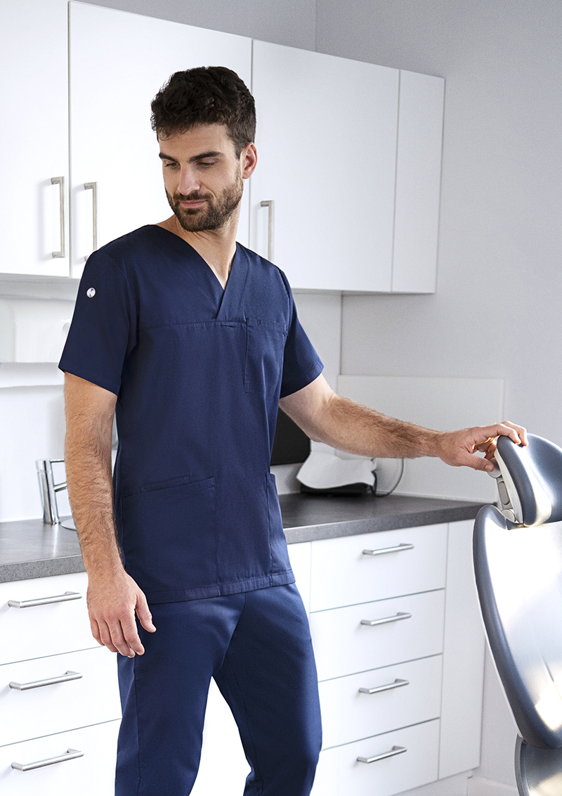 Kurzarm Herren-Schlupfkasack Essential, aus nachhaltigem Material - Marine - L