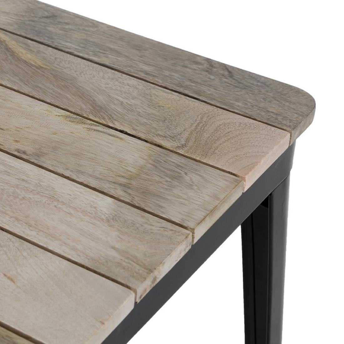 Bolero Bistro Esstisch Geschlitzte Mangoholzplatte Schwarzes Gestell 650mm