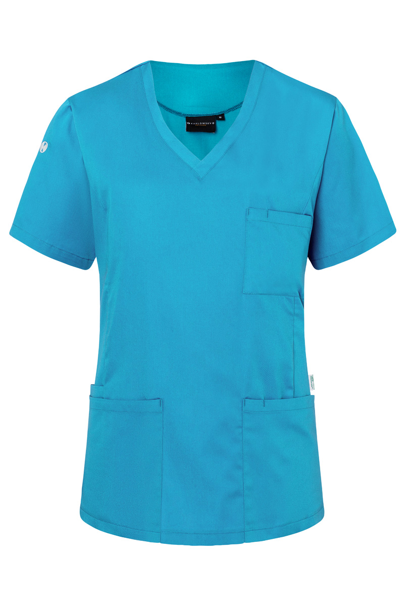 Kurzarm Damen-Schlupfkasack Essential, aus nachhaltigem Material - Pazifikblau - M
