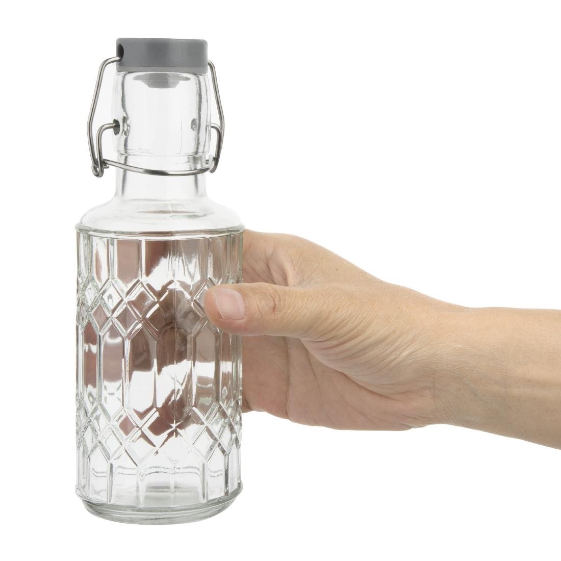 Olympia Geo Glaswasserflasche mit Stopfen 380ml (6 Stück)