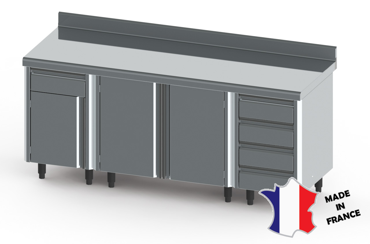 Composition meubles bas - Inox - bords droits - LG 2000x700mm