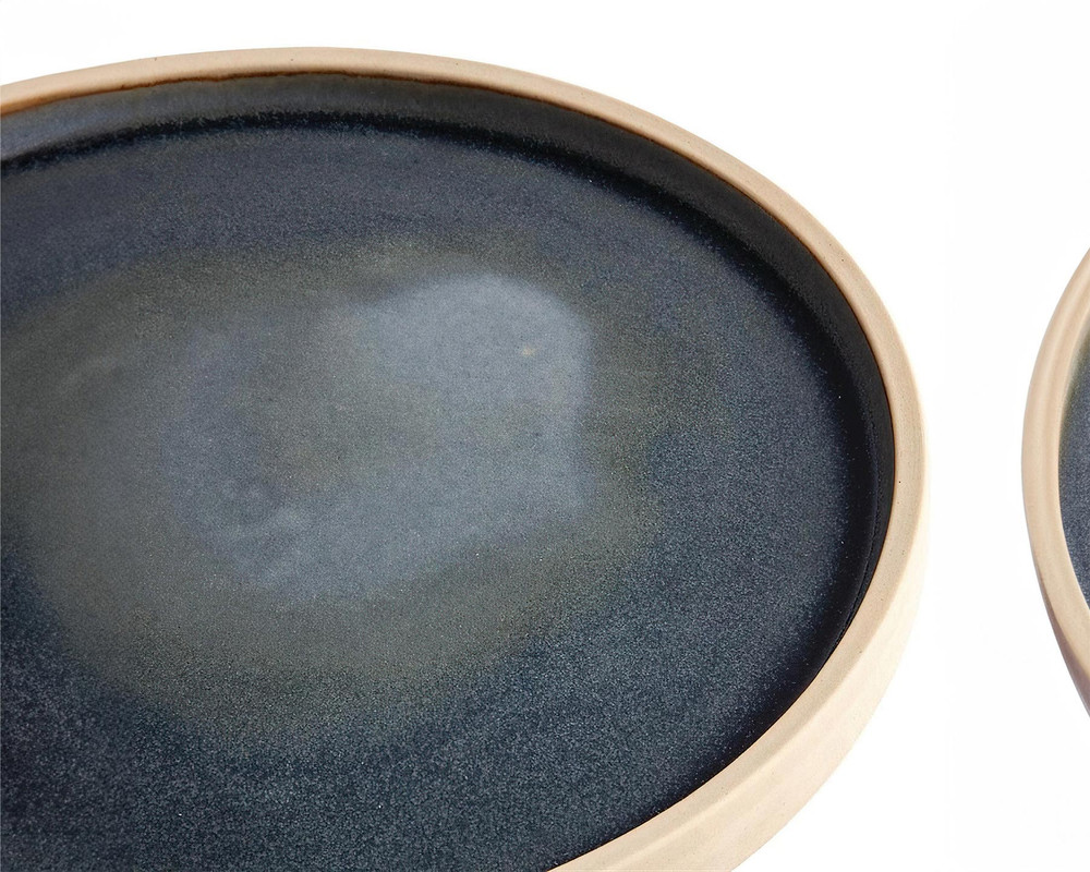 GENESIS BLUE Assiette Plate Ovale Grès Bleu 28.5 x 24 SC