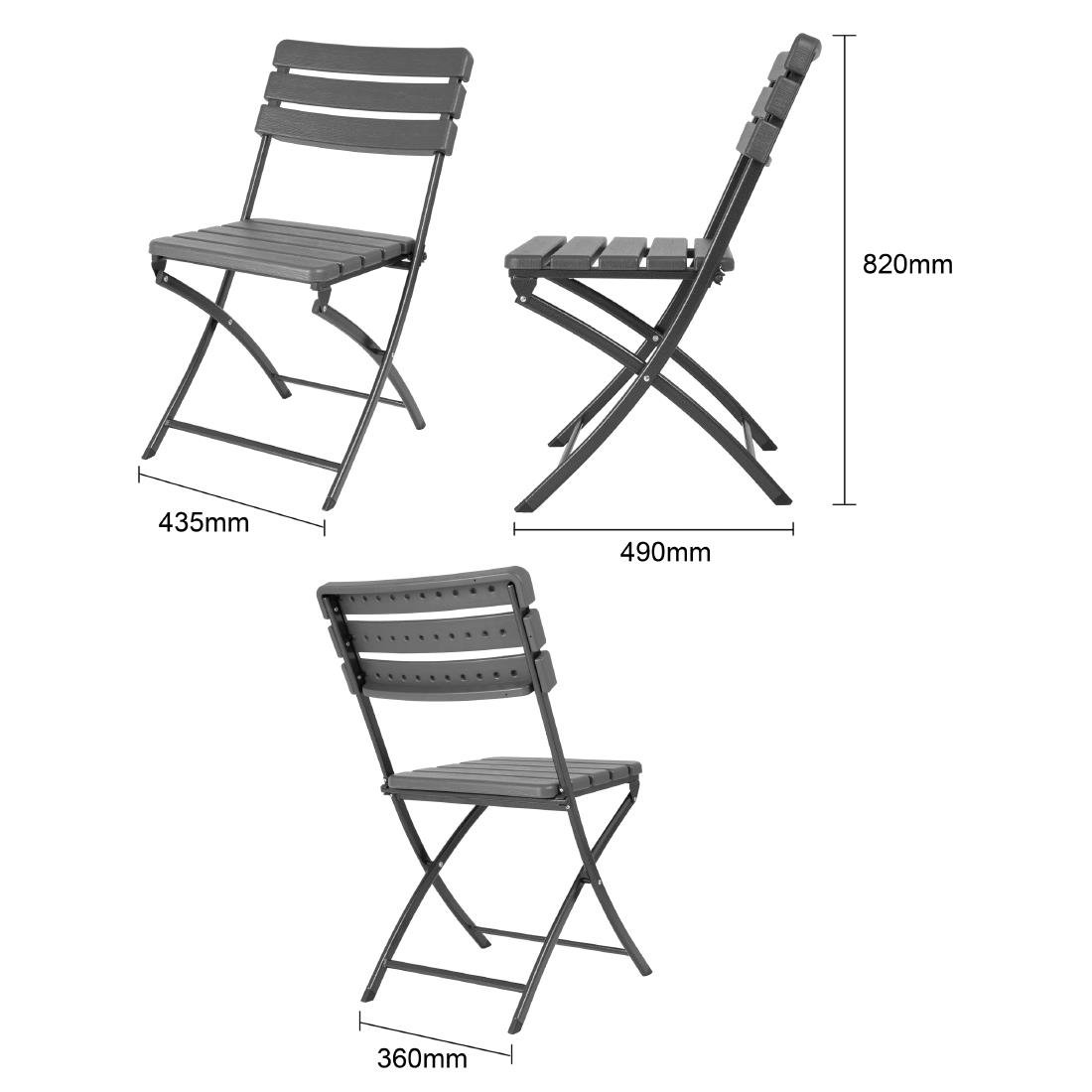 Bolero Opvouwbare Stoelen Grijs Hout Effect (2 stuks)