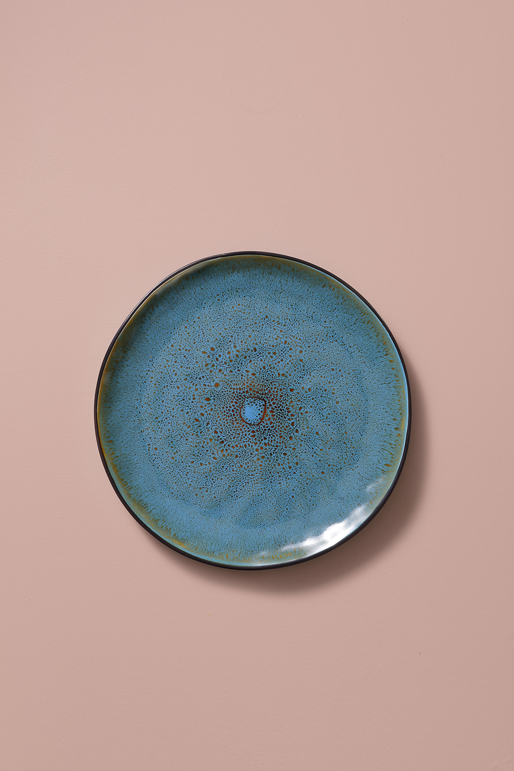 Bord Lotus 27.5 cm Turquoise Zwart Stoneware