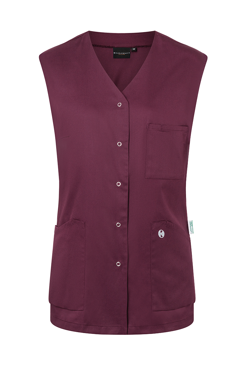 Ärmelloser Damenkasack Essential, aus nachhaltigem Material - Aubergine - 52