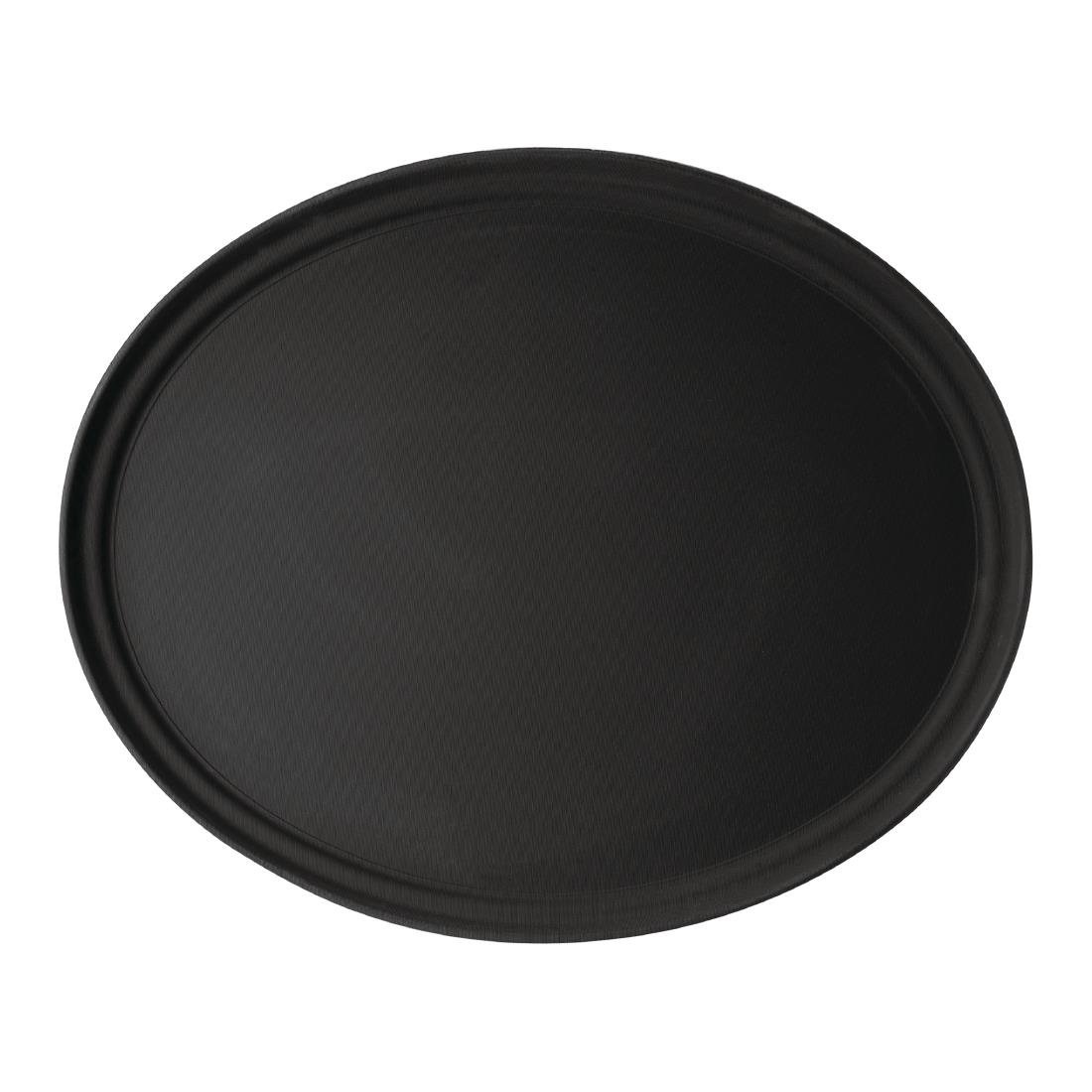 Ovale Schale aus Fiberglas | Rutschfest | Schwarz | 680 x 560 x (H) 30 mm