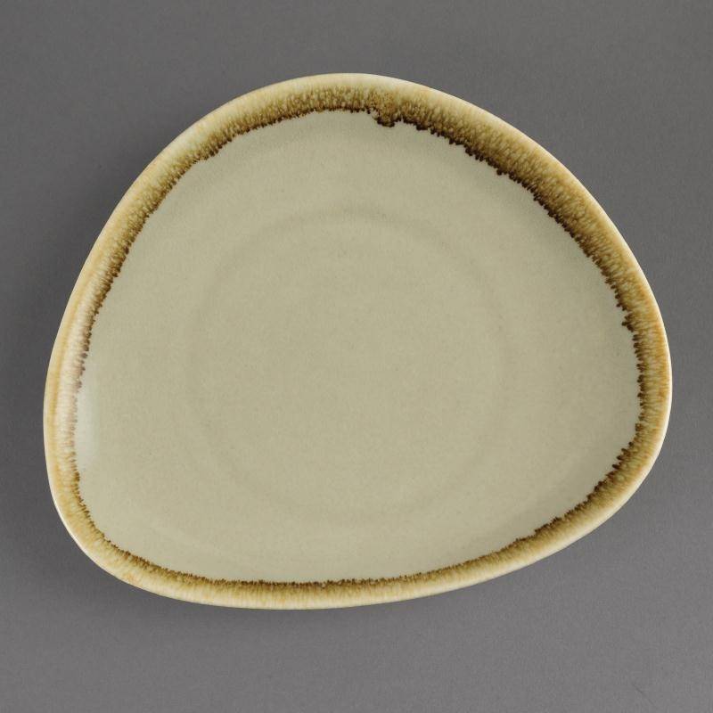 Assiette Triangulaire "Kiln" | Porcelaine Mousse | Ø165mm | 6 Pièces