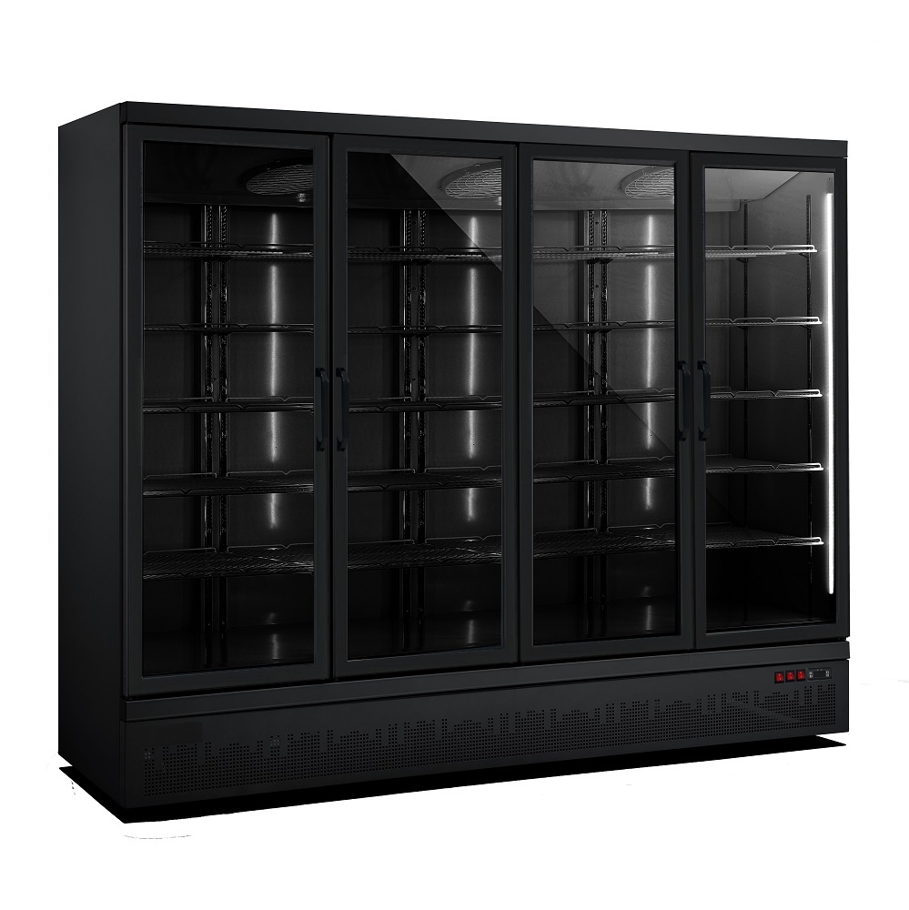Réfrigérateur Noir | 4 Portes en Verre | 2025 Litres | Sur Roues | 2508x710x (H)1997mm
