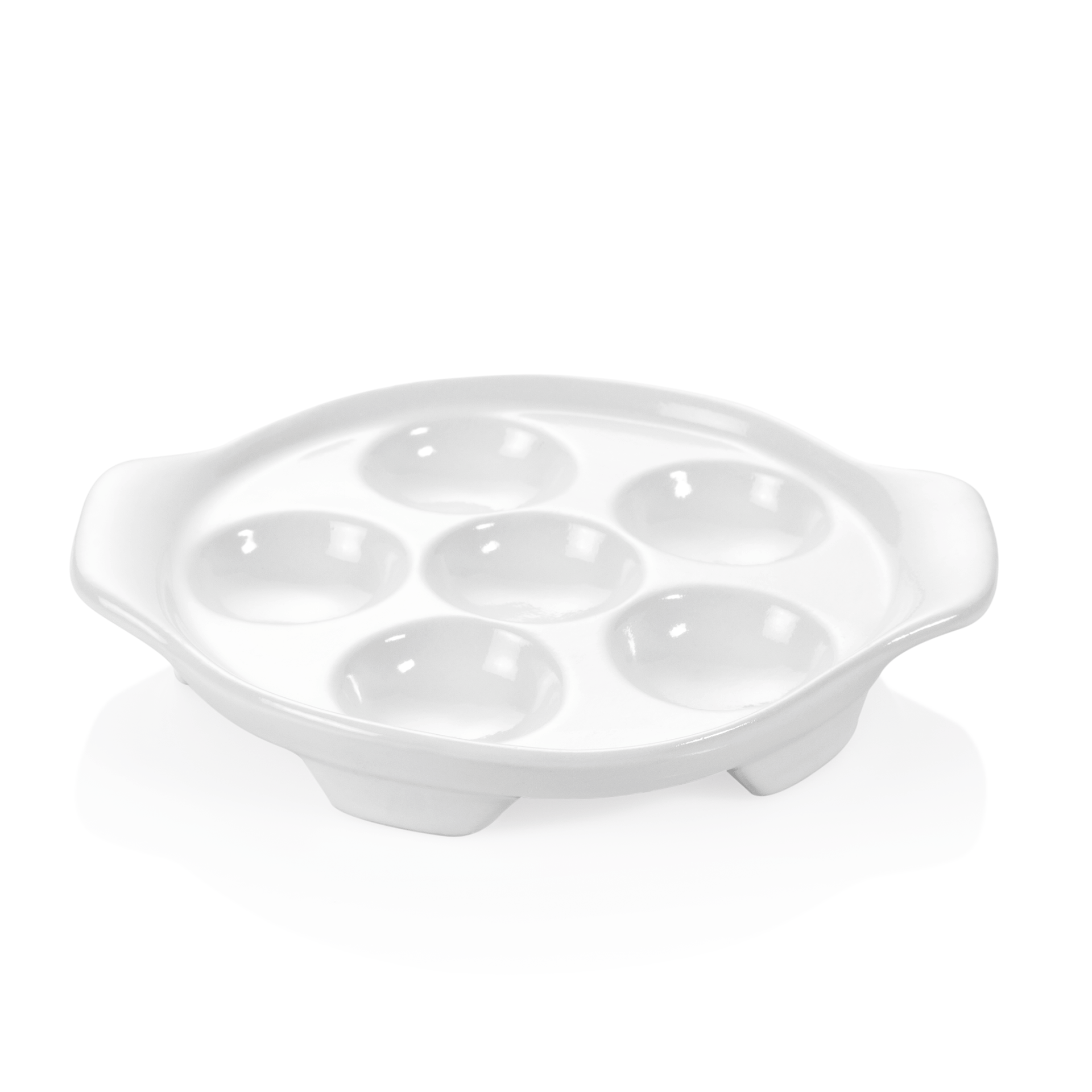Set de plats à escargots, avec poignées en chiffon, pour 6 escargots, diamètre 15 cm, set de 6 pièces, en porcelaine