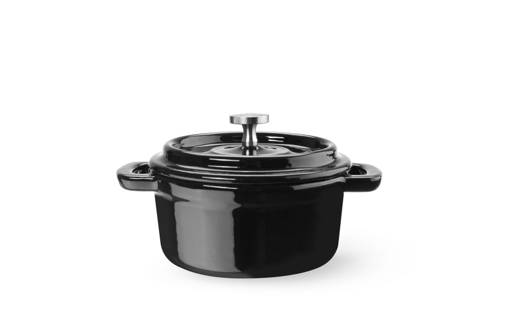 Emaillierter Gusseisentopf - 0,27L - Schwarz - 130x100x(H)48mm