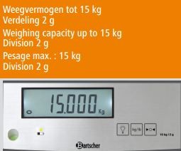 Electronische Keukenweegschaal - Max. 15 kg - weergave vanaf 2 gr