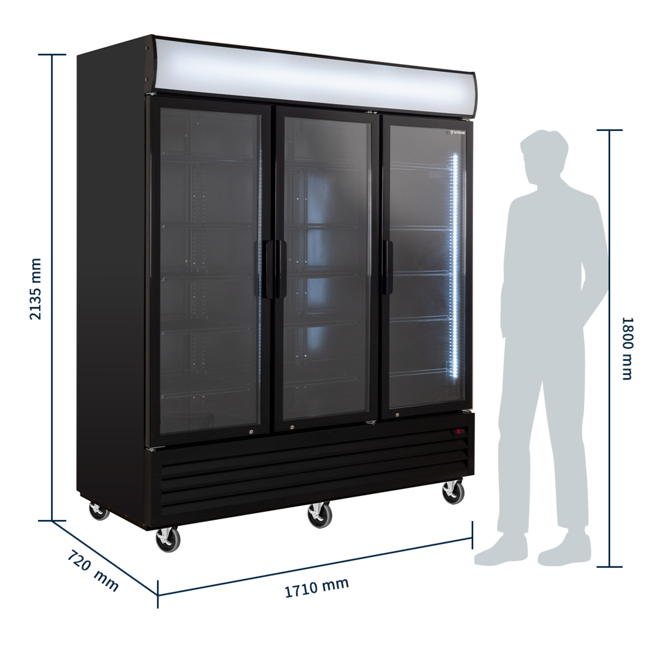 Getränkekühlschrank ECO 1500 mit Klapptüren und Leuchtaufsatz