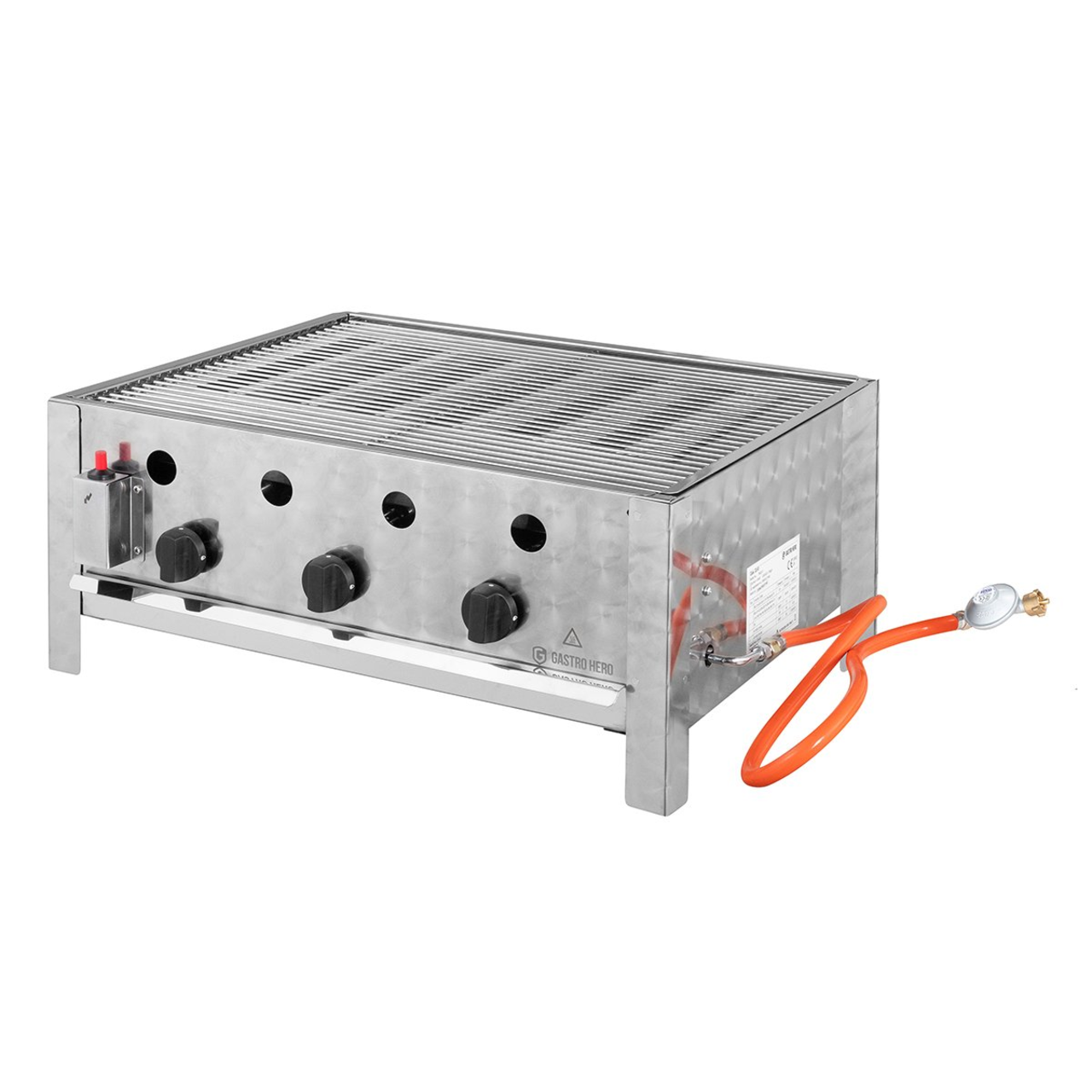 Tafelgrill op gas met 3 branders, 10 kW, 650 x 570 x 270 mm