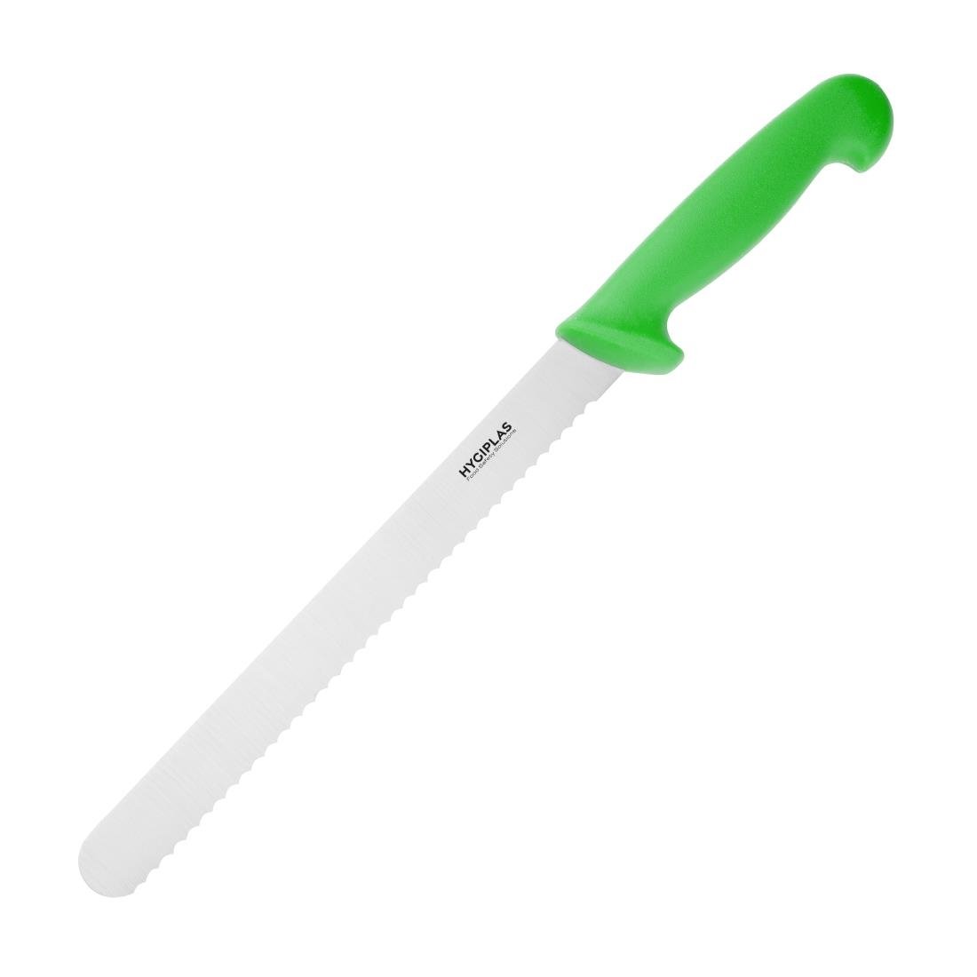 Couteau à génoise dentelé Hygiplas vert 254mm