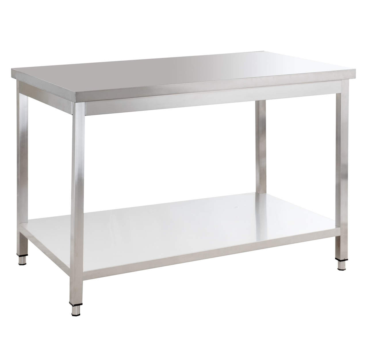 Table de travail en inox Basic 12x6 avec étagère inférieure, à monter soi-même