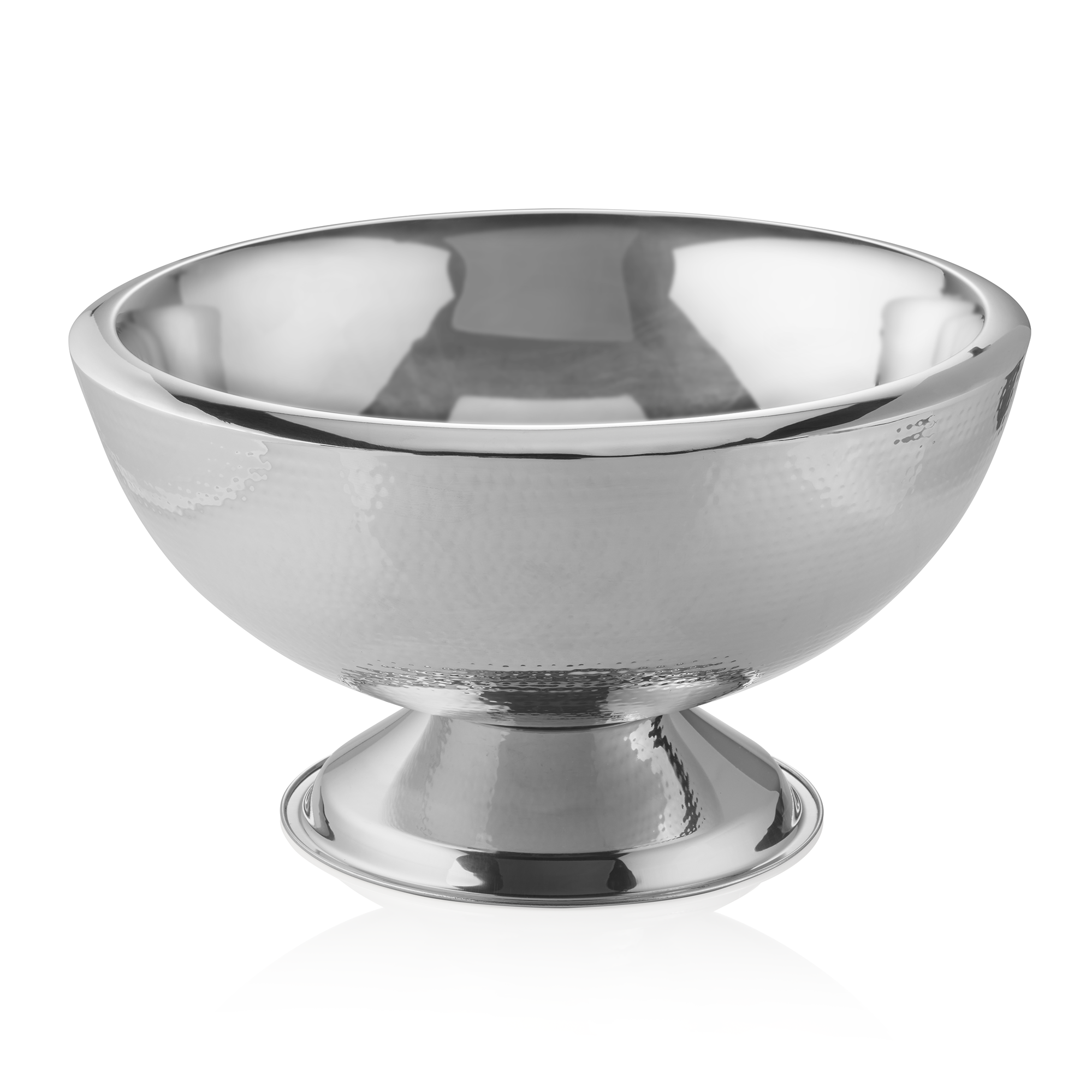 Champagnekoeler, Ø 43 cm, hoogte 24 cm, 15 liter, gehamerde oppervlakte, gepolijst, chroom-nikkelstaal