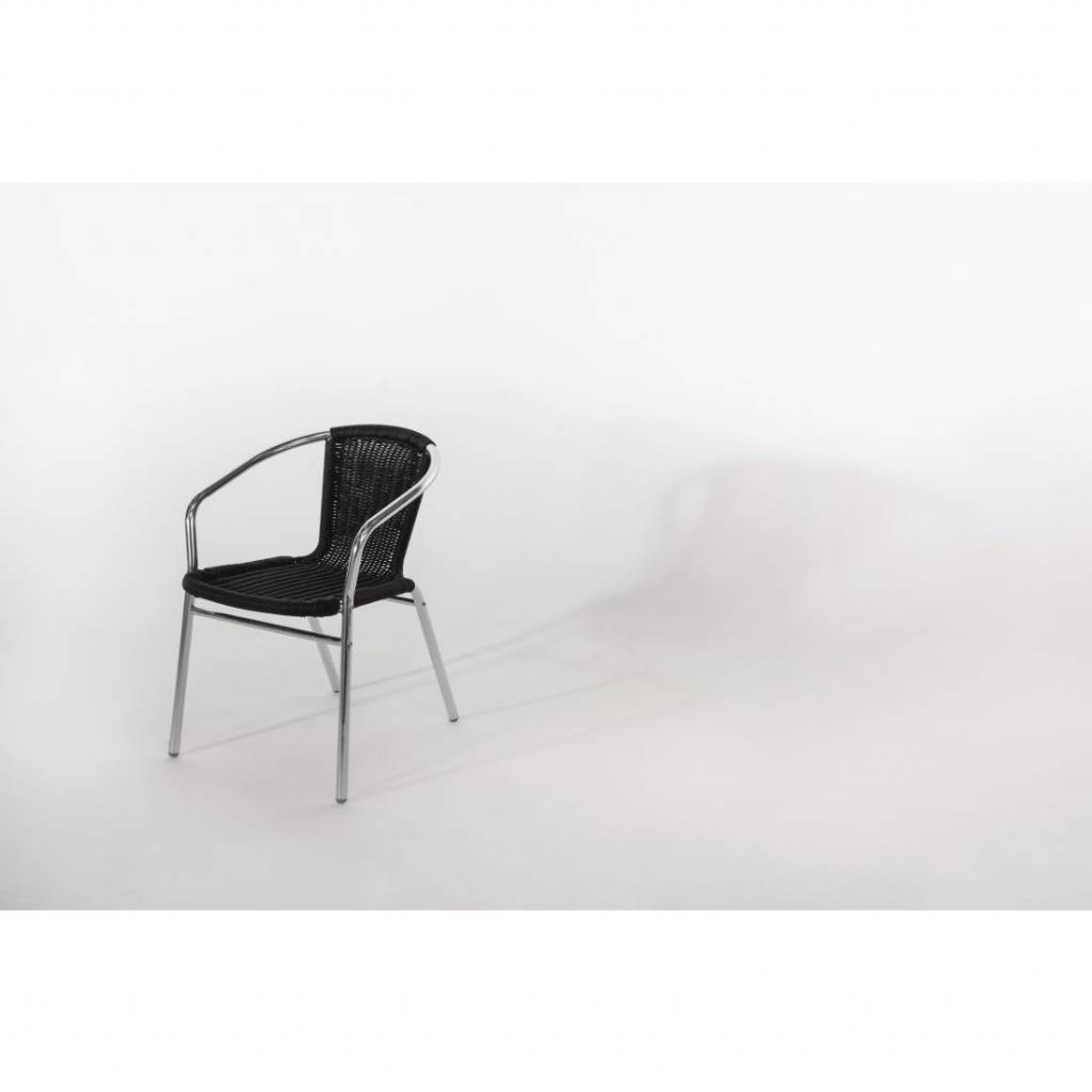 Stapelbare Rotan stoel -  Zwart - Weerbestendig - 4 Stuks