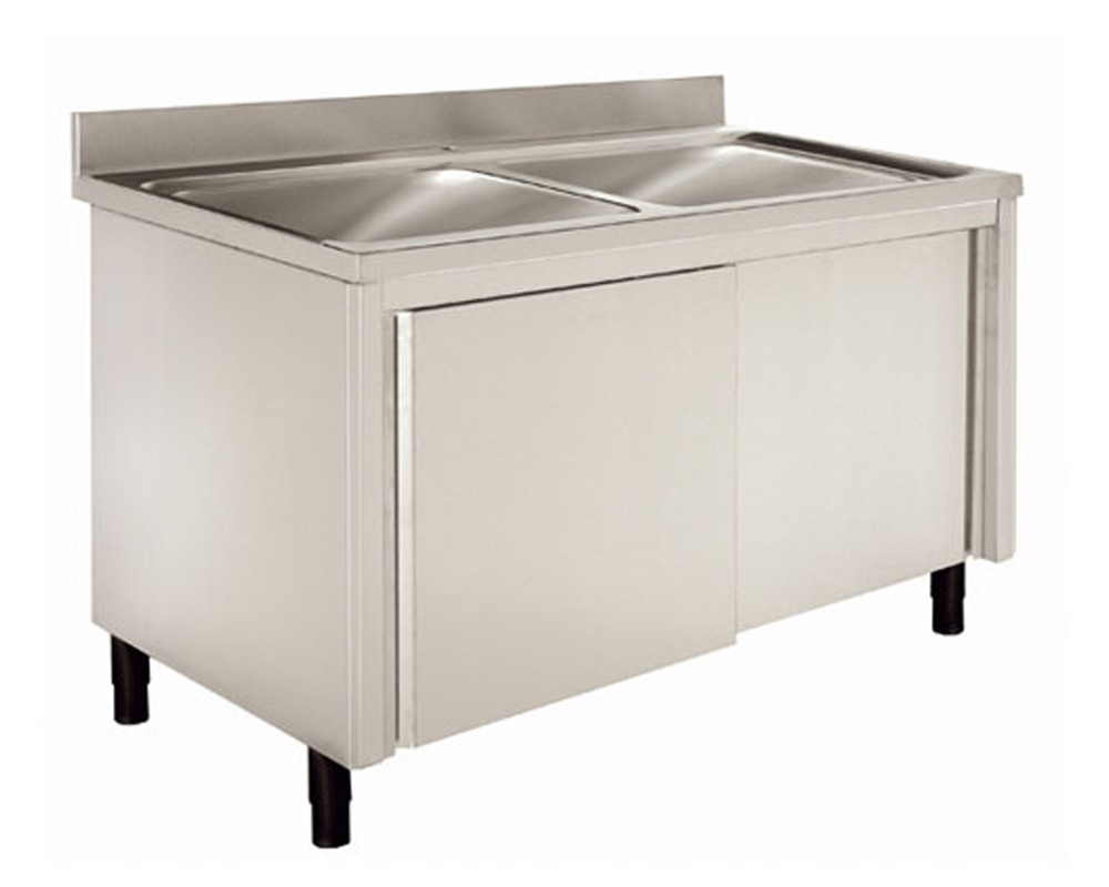 Meuble plonge - Inox - 2 bacs - 1200(l)x600x900mm