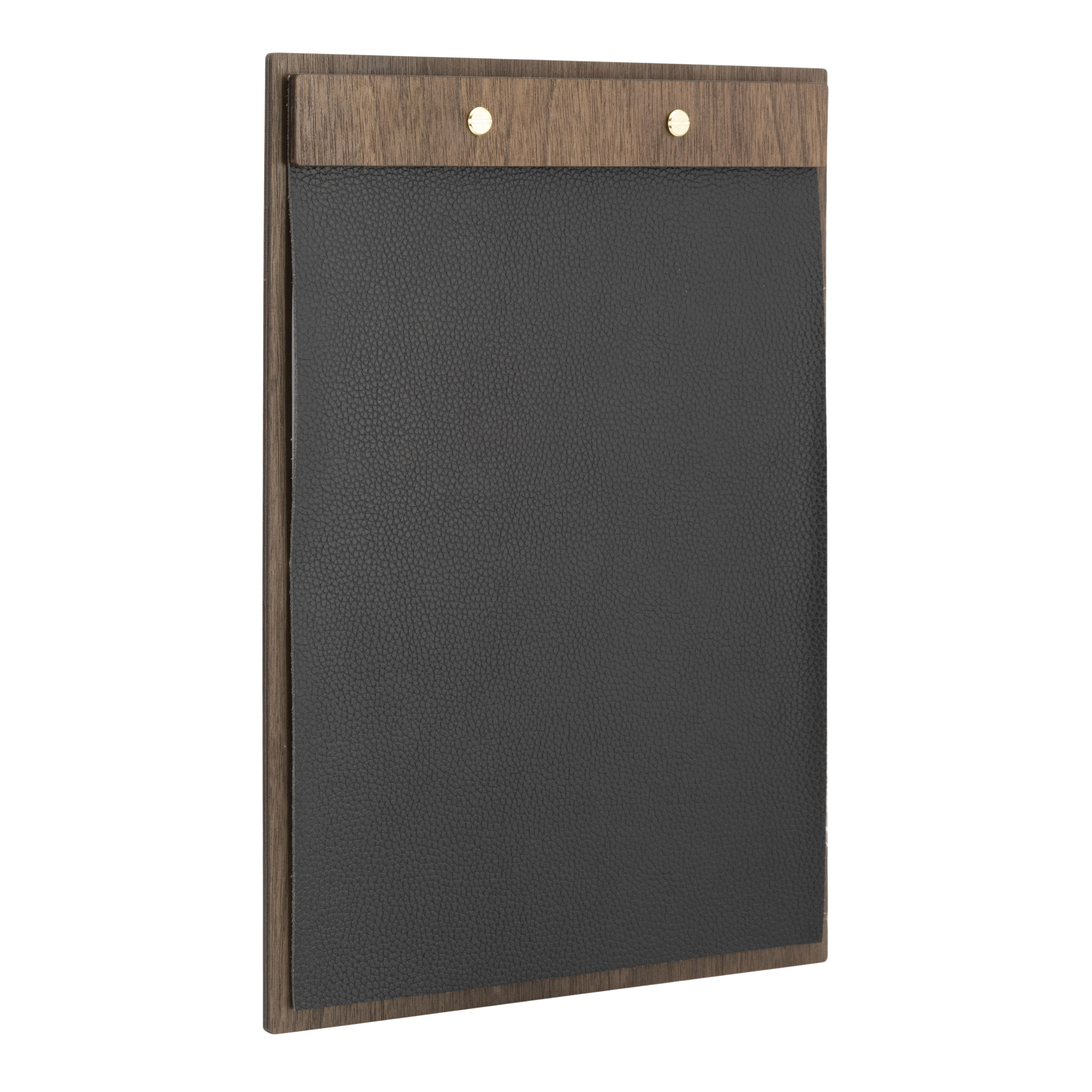 A4 menuhouder walnotenhout met lederen voorblad  