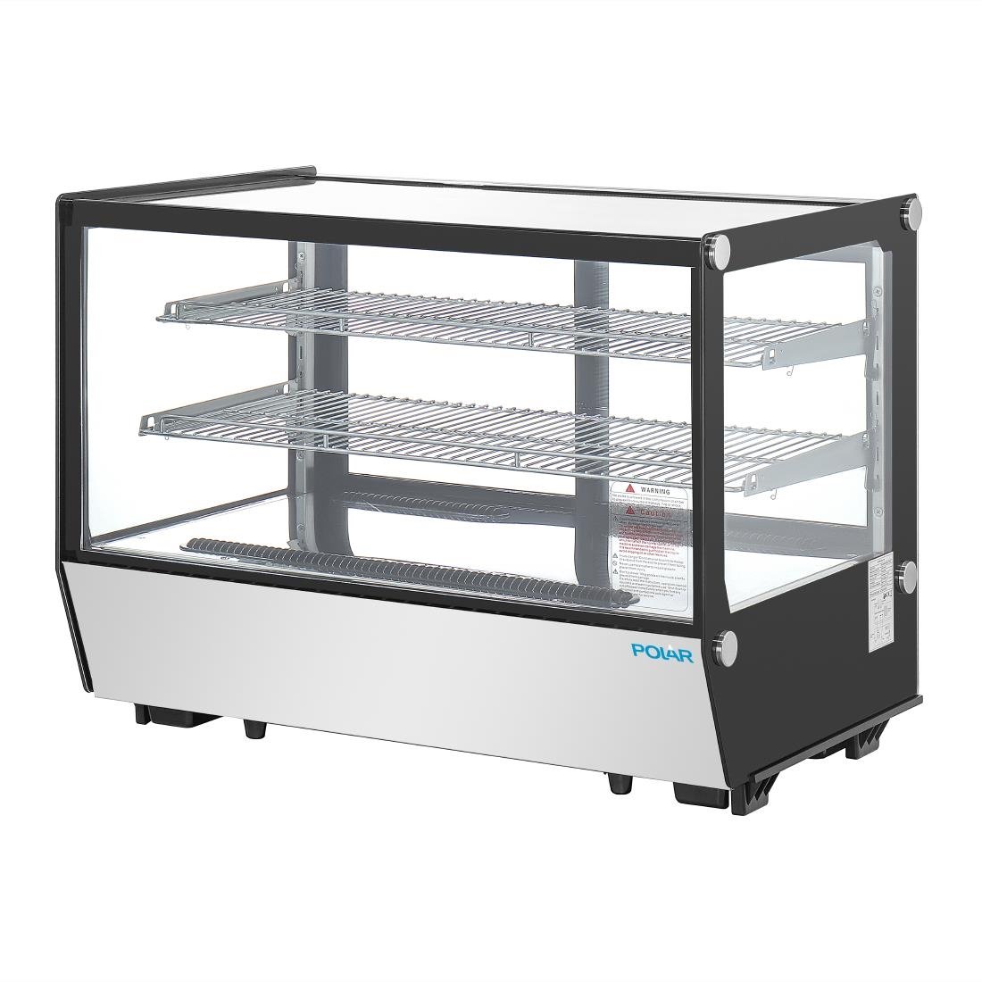 Polar G-Serie Theken-Kühlschrank Schwarz Quadratisches Glas 160L