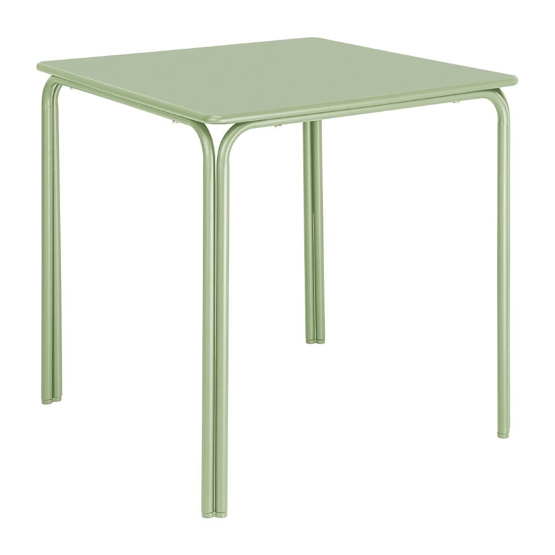 Table carrée en acier Bolero Adeline 700mm vert clair