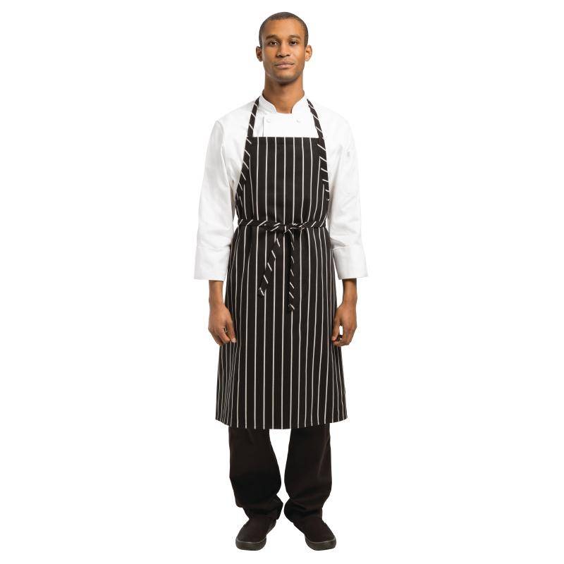 Chef Works Premium Latzschürze | Schwarz-Weiß gestreift | 990(l)x940(b)mm
