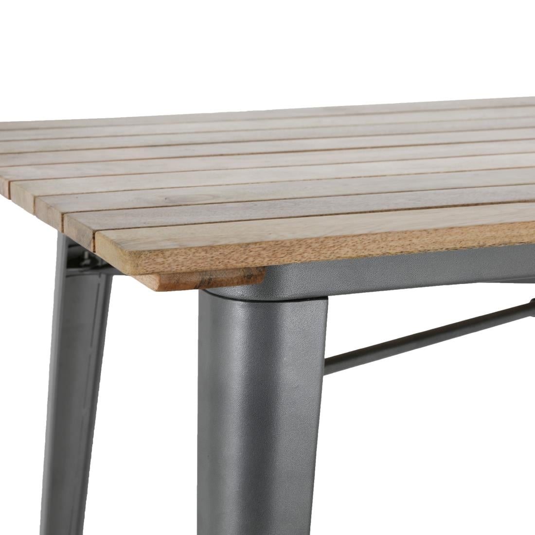 Bolero Bistro Esstisch Latten-Mangoholzplatte Gunmetal 1200mm