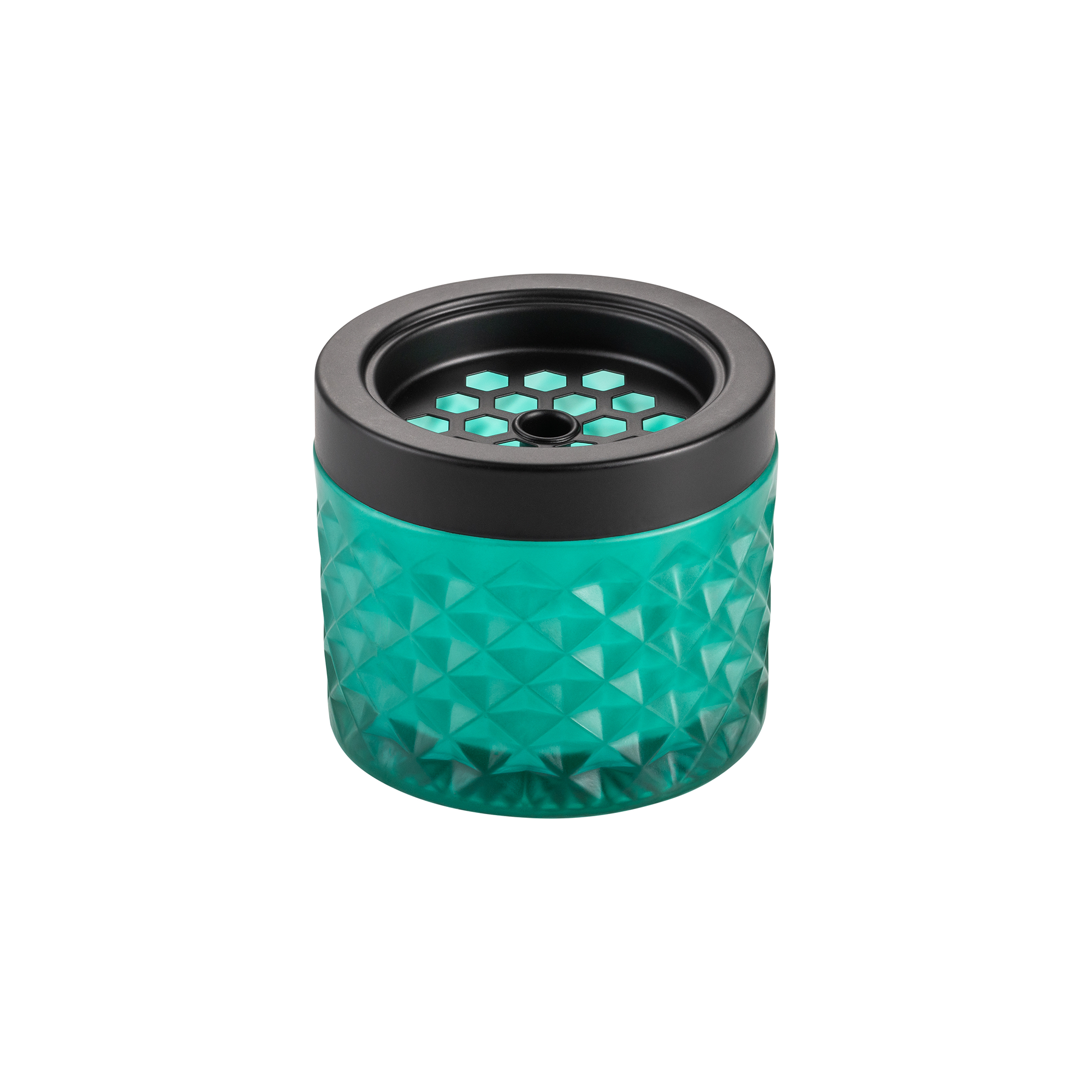 Cendrier coupe-vent, Ø 9,5 cm, turquoise, verre, métal