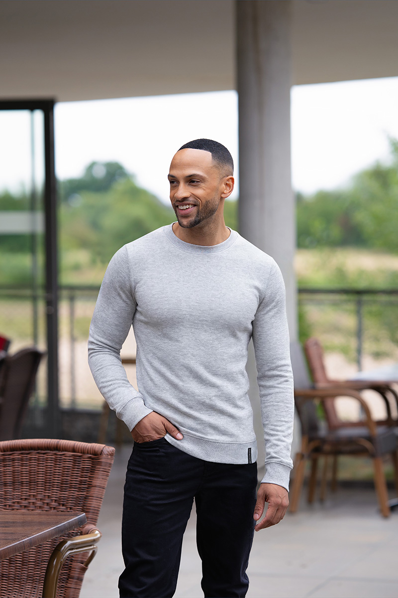 Herensweatshirt In Werkstijl, Gemaakt Van Duurzaam Materiaal - Platinagrijs Gemêleerd - XL