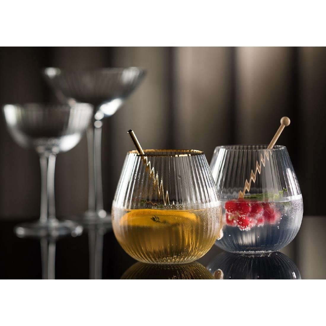 Utopia Hayworth Stiellose Gin-Gläser mit Goldrand 650ml (6er-Pack)