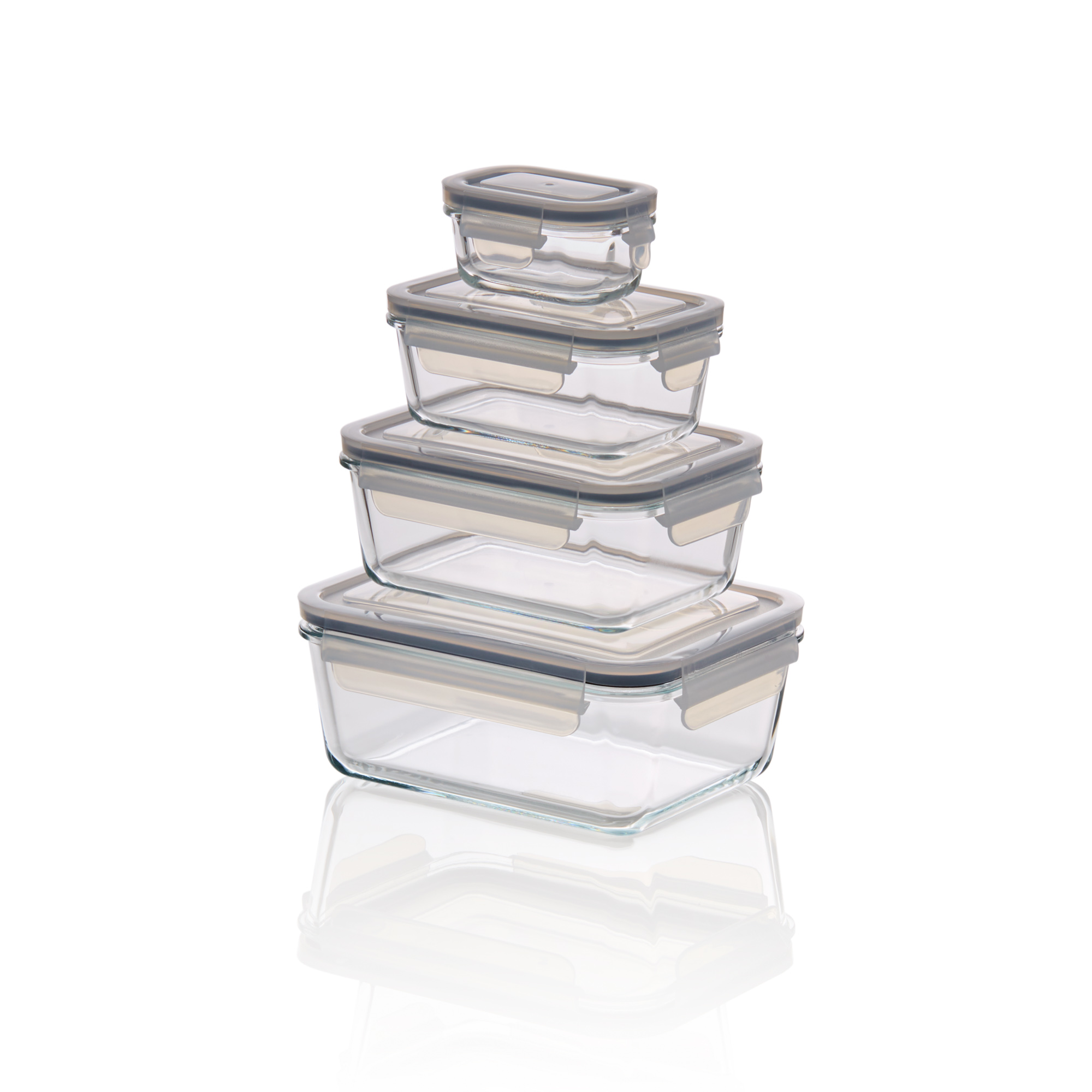 Frischhaltedosen Set mit Polypropylendeckel, 4-teilig, Borosilikatglas