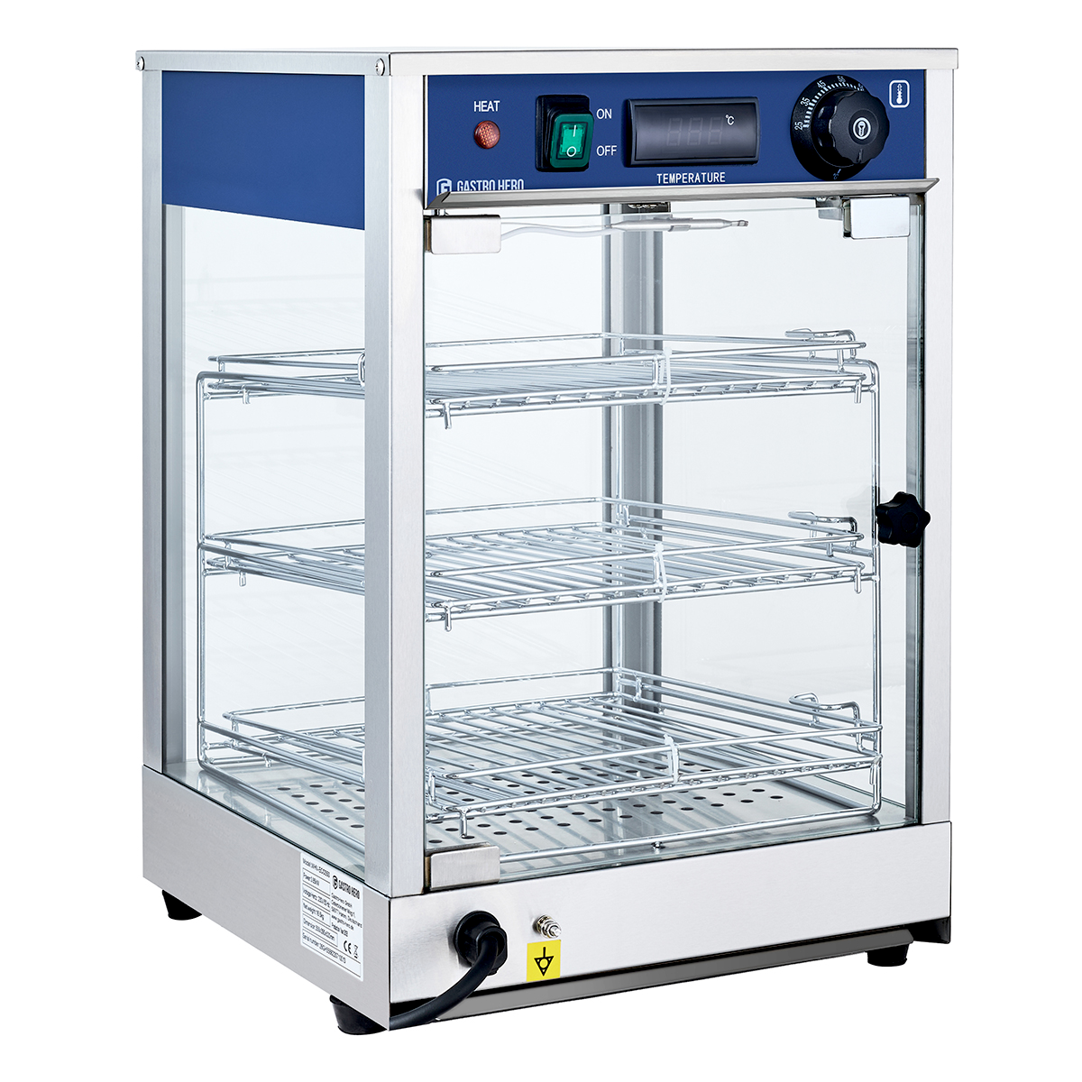 Warmhoudvitrine ECO 350 | 3 schappen | Halogeenverlichting | 30 tot 85 °C