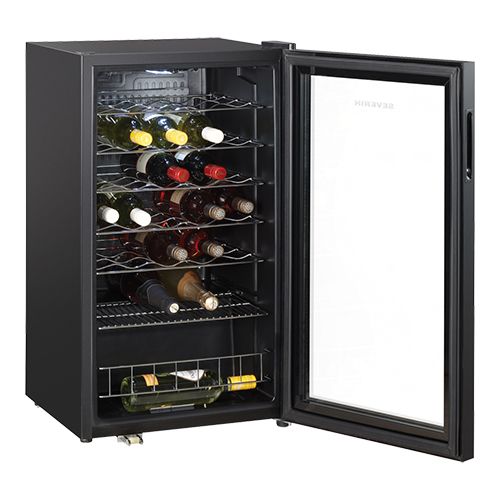 Wijnklimaatkast Zwart Geepoxeerd | Led Display met Glazen Deur | 480x470x(H)840mm | 33 Flessen