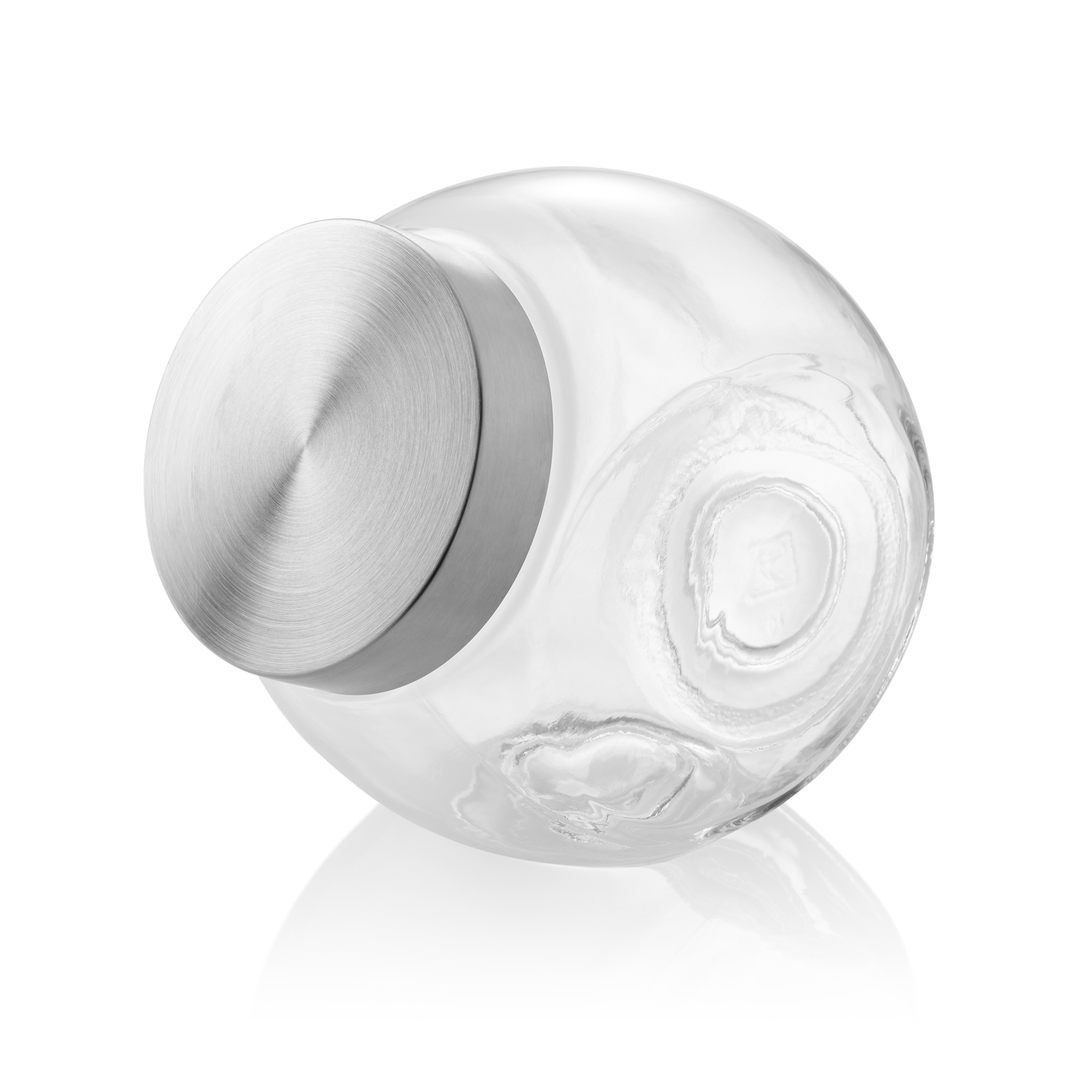 Bonboniere, 1,7 ltr., 18 x 12,5 x 17,5 cm, glas, roestvrij staal