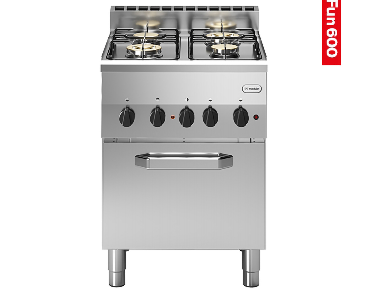 Gasherd Modular – 4 Brenner – Mit Konvektionsofen – 60 x 60 x 95,7 cm