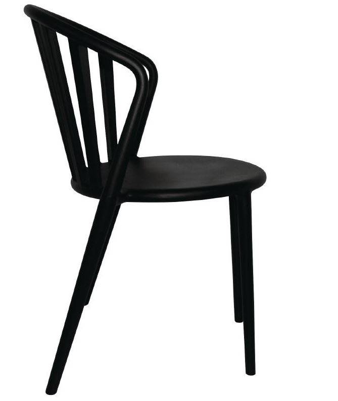 Stapelbarer Stuhl mit Armlene | Kunststoff Schwarz | 4 Stück