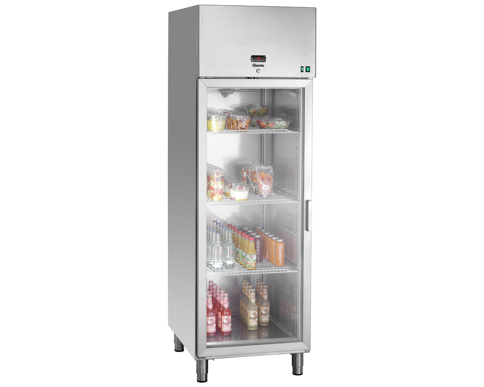 RVS koelkast 461L - Glazen deur